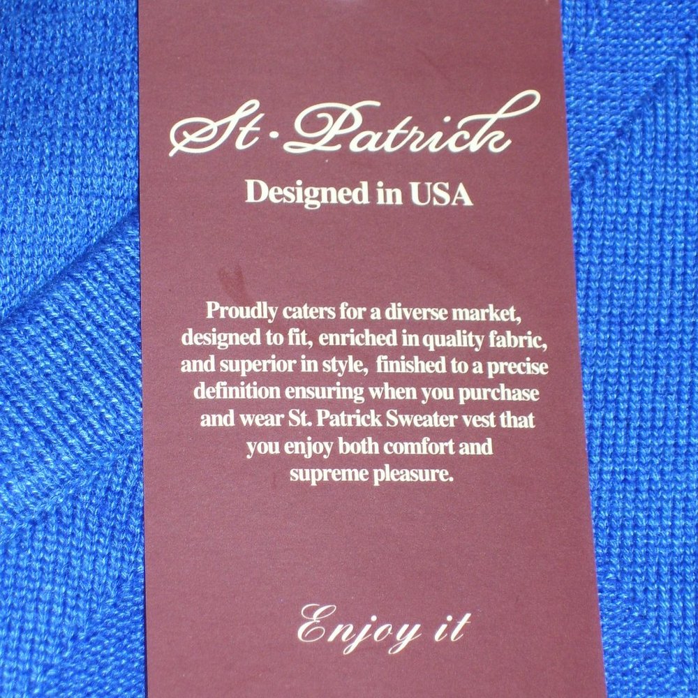 St. Patrick V-Neck Blue Argyle Sweater Vest 4XL - Picture 4 of 6